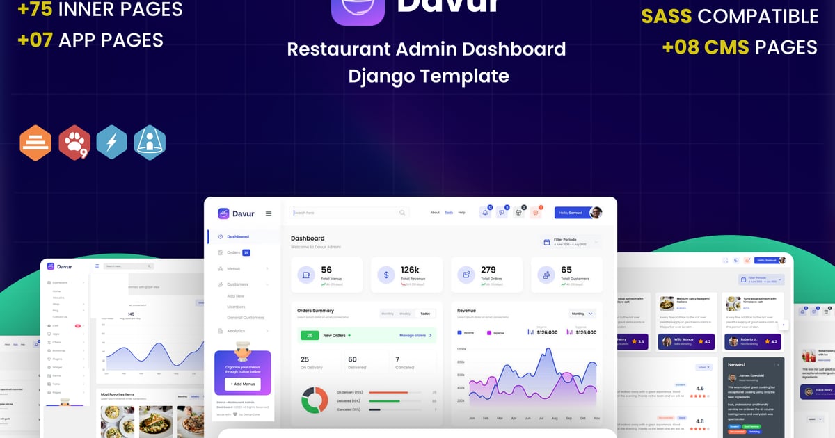 Davur – 餐厅 Django 管理后台模板