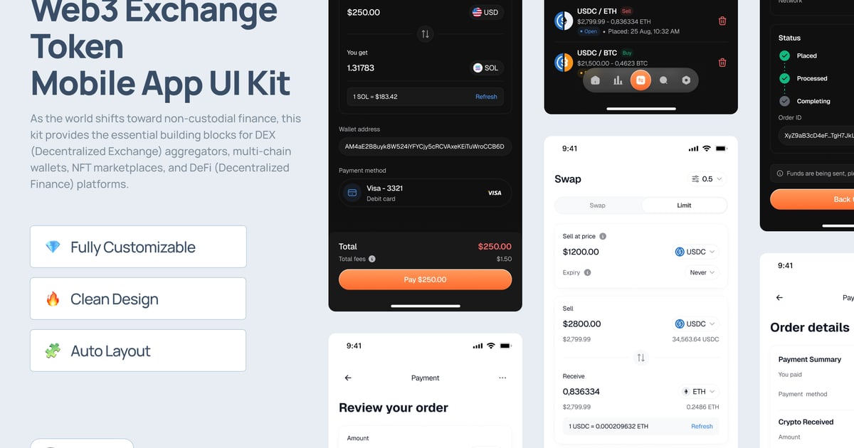Web3 交易令牌移动应用 UI 套件