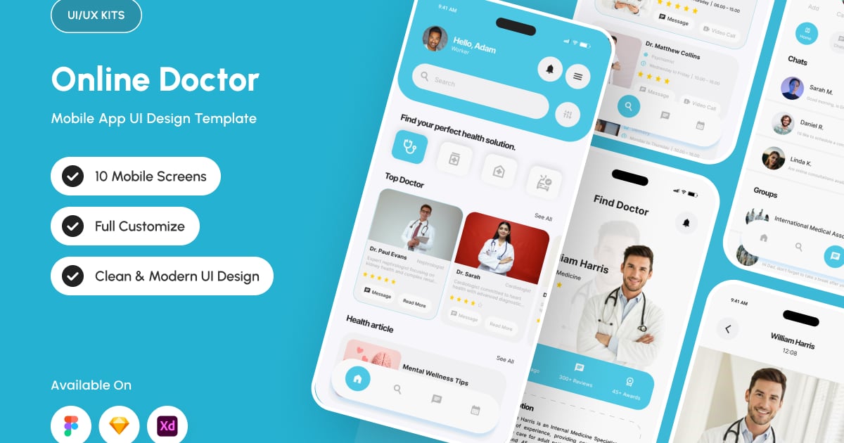 Healvora – 在线医生应用设计模板