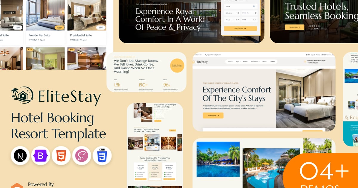 EliteStay – 酒店预订 Next JS 模板