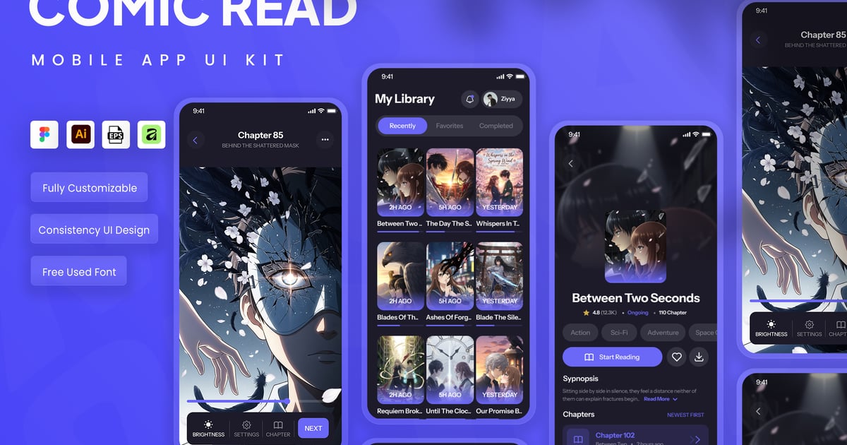 漫画阅读移动应用 UI 套件