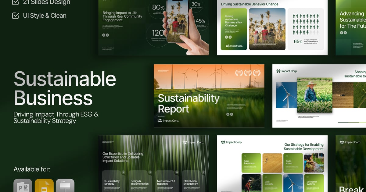 可持续发展报告 ESG 商业 Google 幻灯片