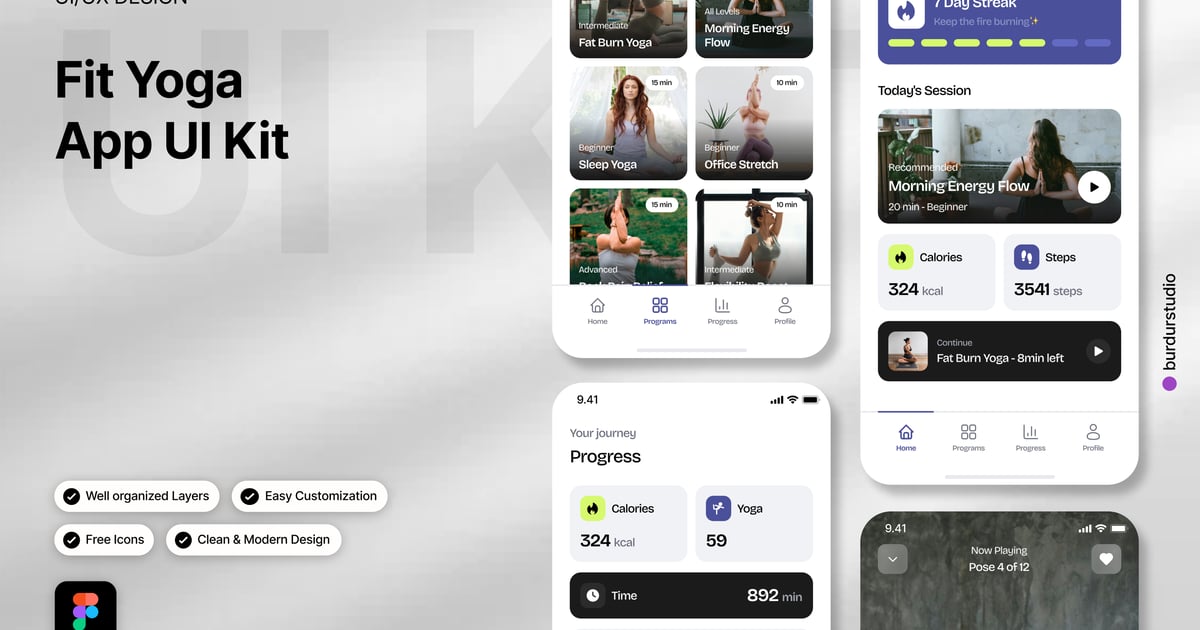 Fit Yoga 移动应用 UI 套件